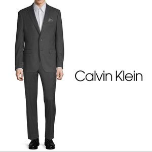 Calvin Klein | Men’s Charcoal Grey Striped WOOL Suit - Size 40R